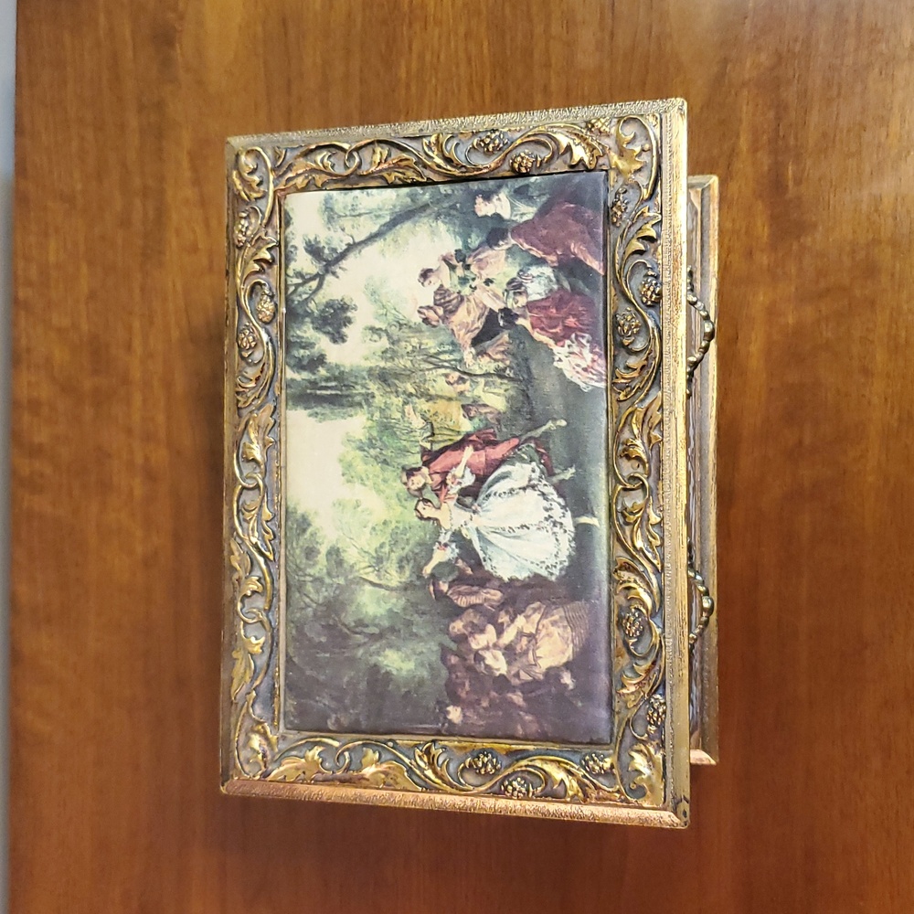 Vintage Jewelry Music Box Guilded Wood Japan - Picture 2 of 9